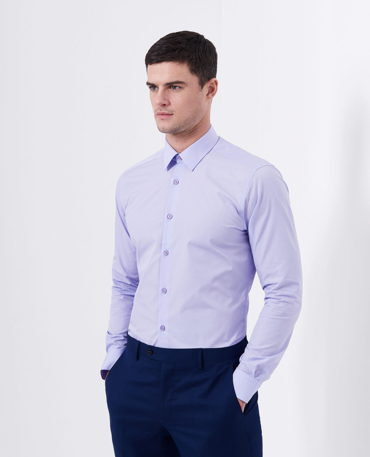 Remus Uomo Slim Fit Lilac Formal Shirt - Mike O'Connells