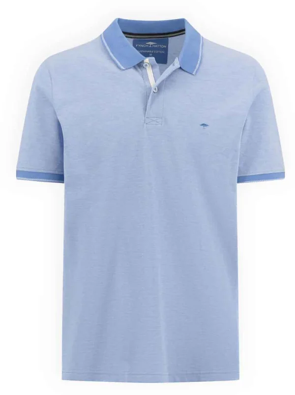 Fynch-Hatton Two-Tone Polo Shirt Crystal Blue