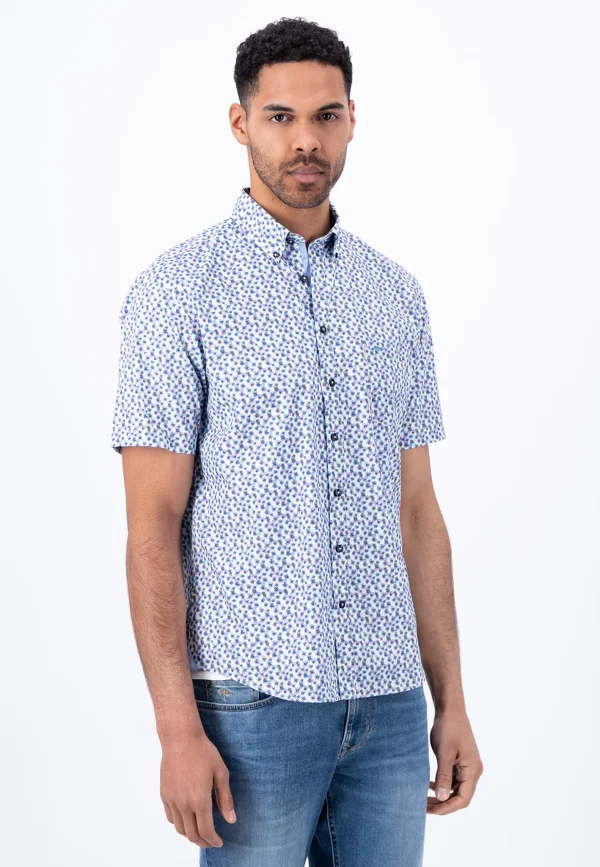 Fynch-Hatton Printed Short-Sleeve Shirt Dusty Lavender